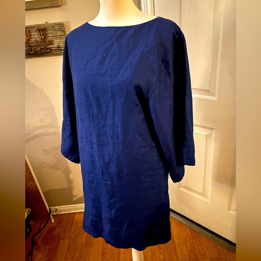 Banana Republic | sz 4, worn once, 100% linen Mini Dress in rich royal blue .
